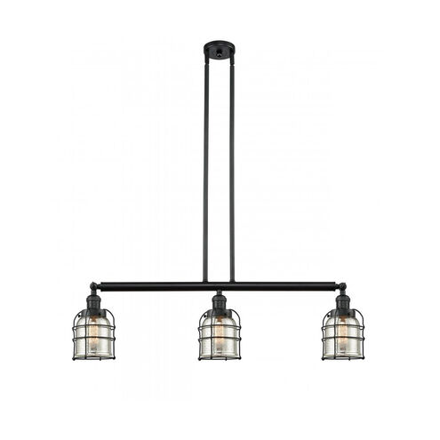 Franklin Restoration Small Bell Cage 3 Light 39 inch Matte Black Island Light Ceiling Light in Silver Plated Mercury Glass, Franklin Restoration