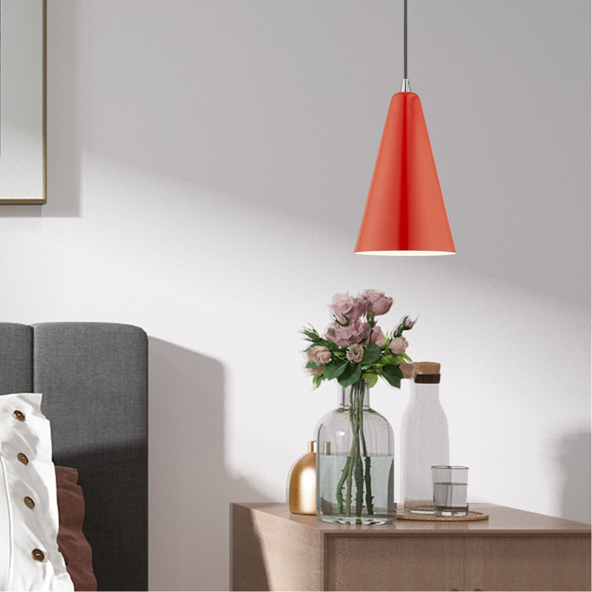 Allison 1 Light 7 inch Shiny Red Mini Pendant Ceiling Light