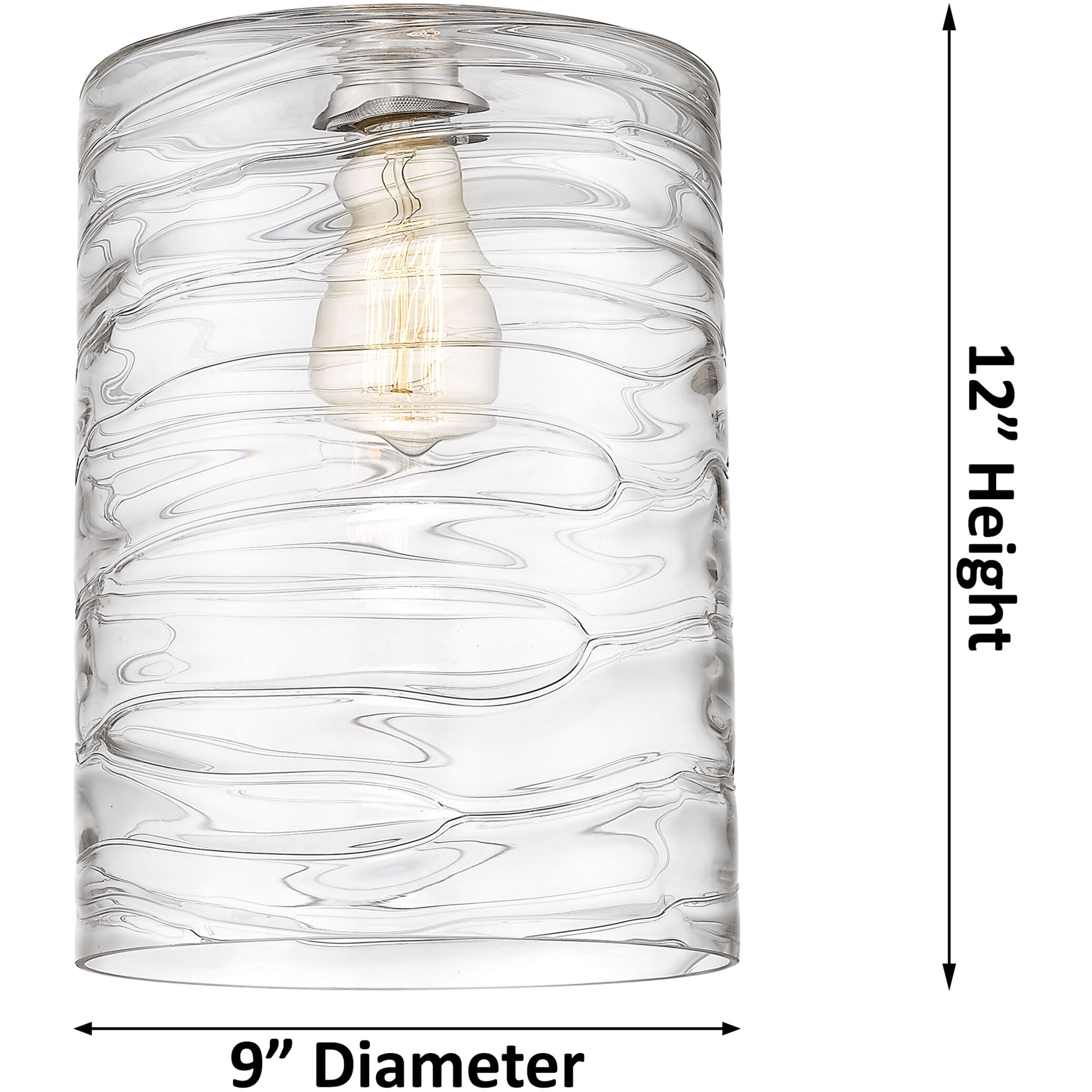 Ballston Cobbleskill LED 9 inch Brushed Satin Nickel Mini Pendant Ceiling Light in Silver, Deco Swirl Glass