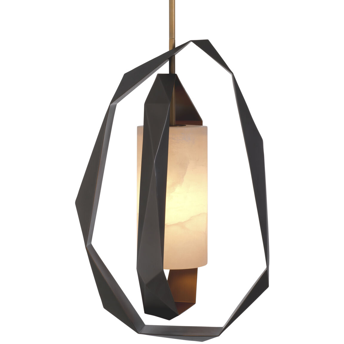 Santos 1 Light 20.08 inch Gunmetal with Antique Brass with Alabaster Chandelier Ceiling Light