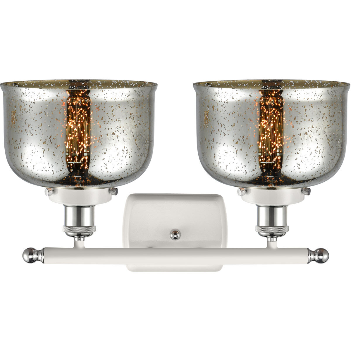 Ballston Bell LED 16 inch White and Polished Chrome Bath Vanity Light Wall Light in Silver Plated Mercury Glass