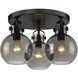 Newton Sphere 3 Light 19.63 inch Matte Black Flush Mount Ceiling Light in Plated Smoke Glass