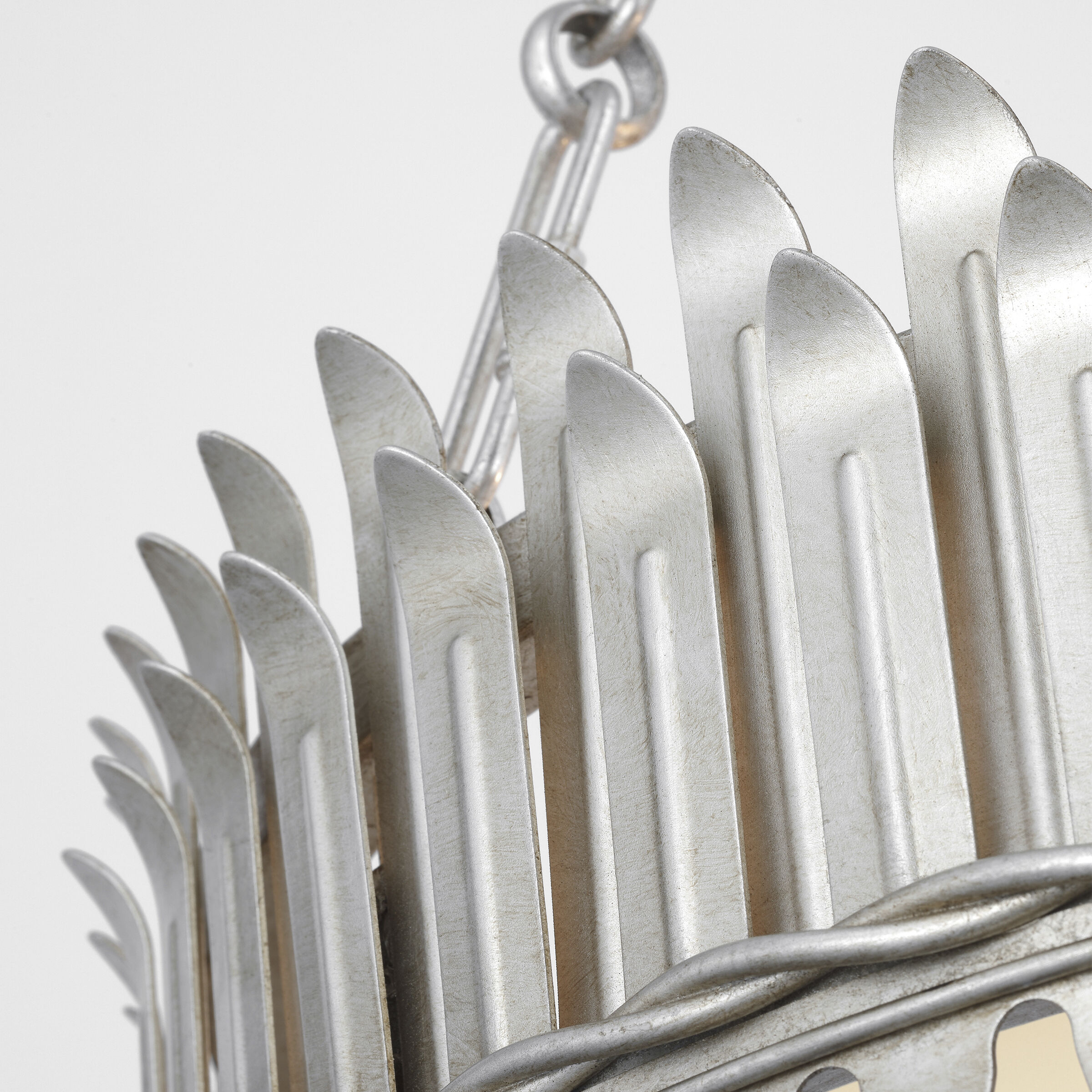 Suzanne Kasler Leslie LED 17.75 inch Burnished Silver Leaf Chandelier Ceiling Light