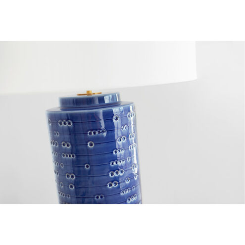 AERIN Darina 31 inch 100 watt Pebbled Blue Table Lamp Portable Light, Large