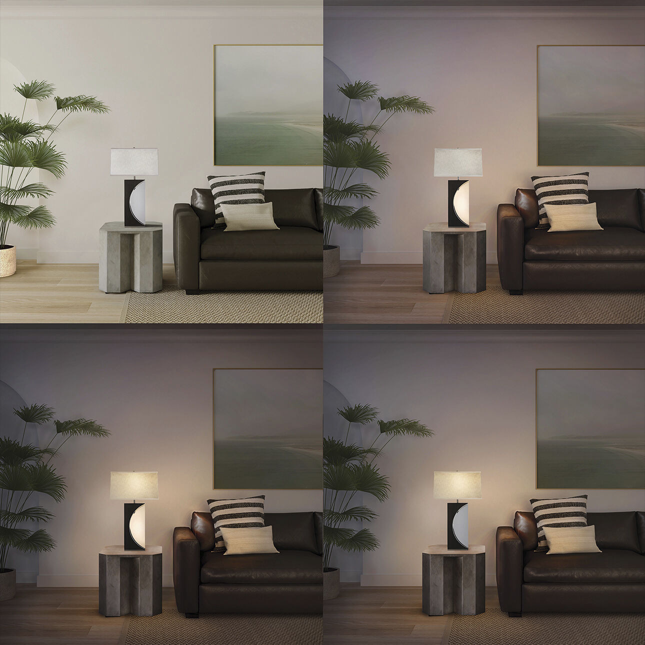 Half Moon 30 inch 100.00 watt Charcoal Gray and Brushed Nickel Table Lamp Portable Light