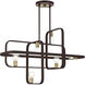 Bergamo 6 Light 42 inch Bronze with Antique Brass Accents Linear Chandelier Ceiling Light