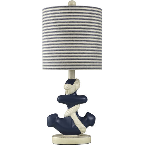 Montauk 22 inch 60.00 watt Molded Nautical Anchor Base In Navy And White Table Lamp Portable Light