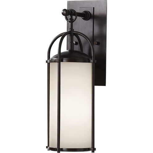 Glencoe Way 1 Light 17 inch Espresso Outdoor Wall Sconce in Opal Etched Glass