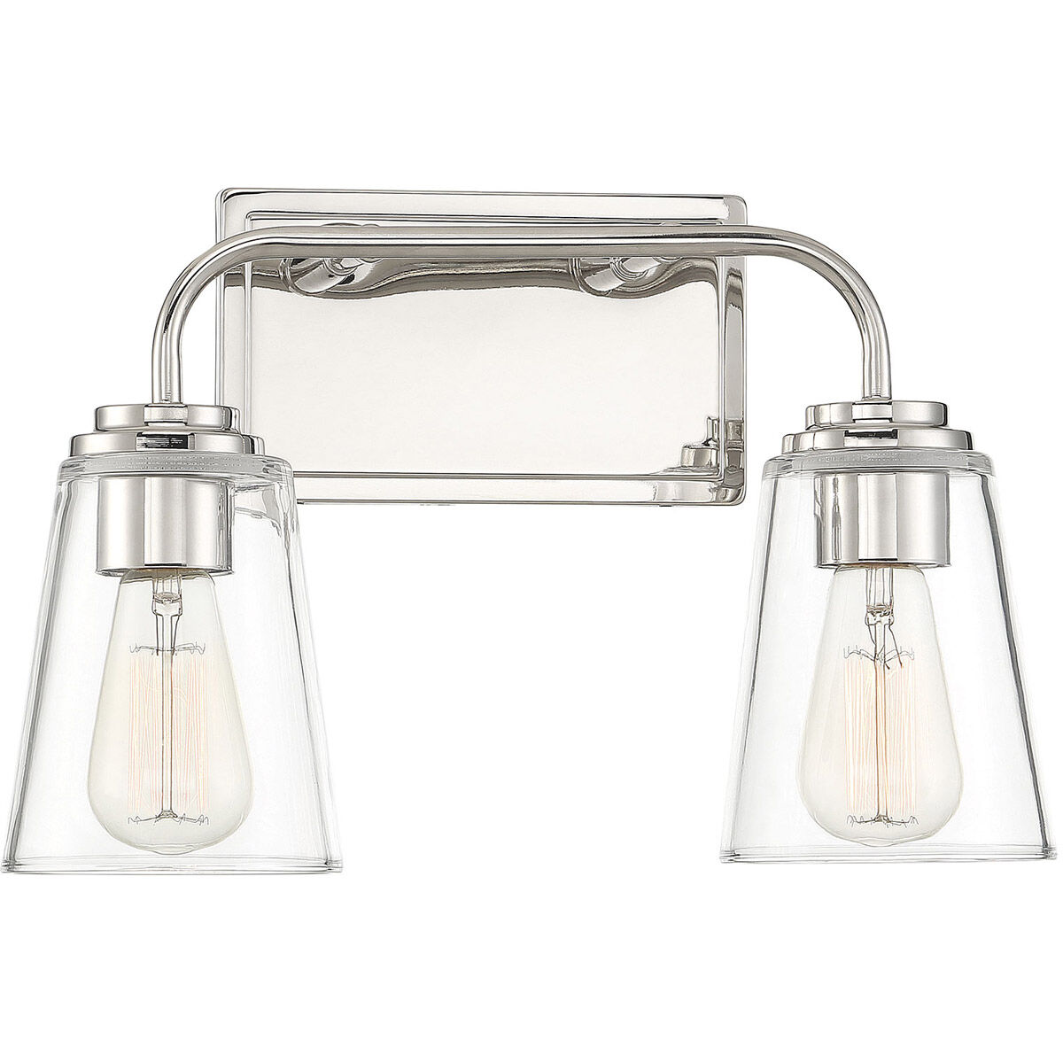 Transitional 2 Light 15 inch Polished Nickel Bathroom Vanity Light Wall Light