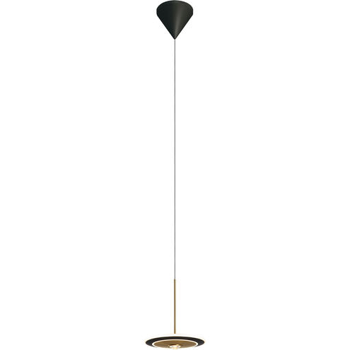 Uranas LED 7.9 inch Satin Dark Gray and Antique Brass Pendant Ceiling Light