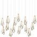 Glace 15 Light 50 inch White and Antique Brass with Silver Multi-Drop Pendant Ceiling Light