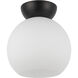 Arcadia 1 Light 7.88 inch Black/Opal Glass Semi-Flush Mount Ceiling Light in Matte Opal Glass