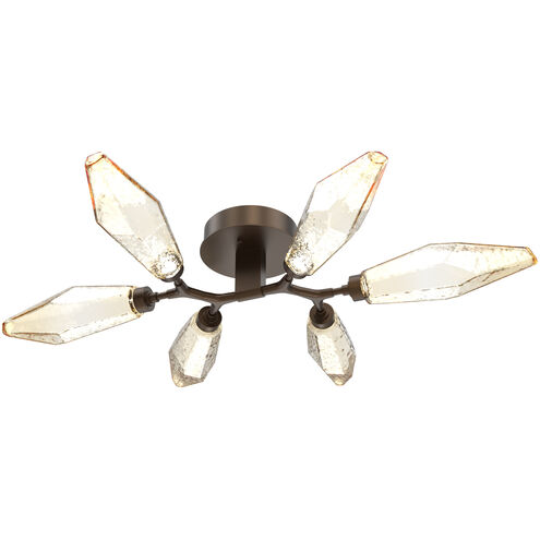 Rock Crystal LED 36.4 inch Flat Bronze Flush Mount Ceiling Light in 3000K LED, Chilled Amber