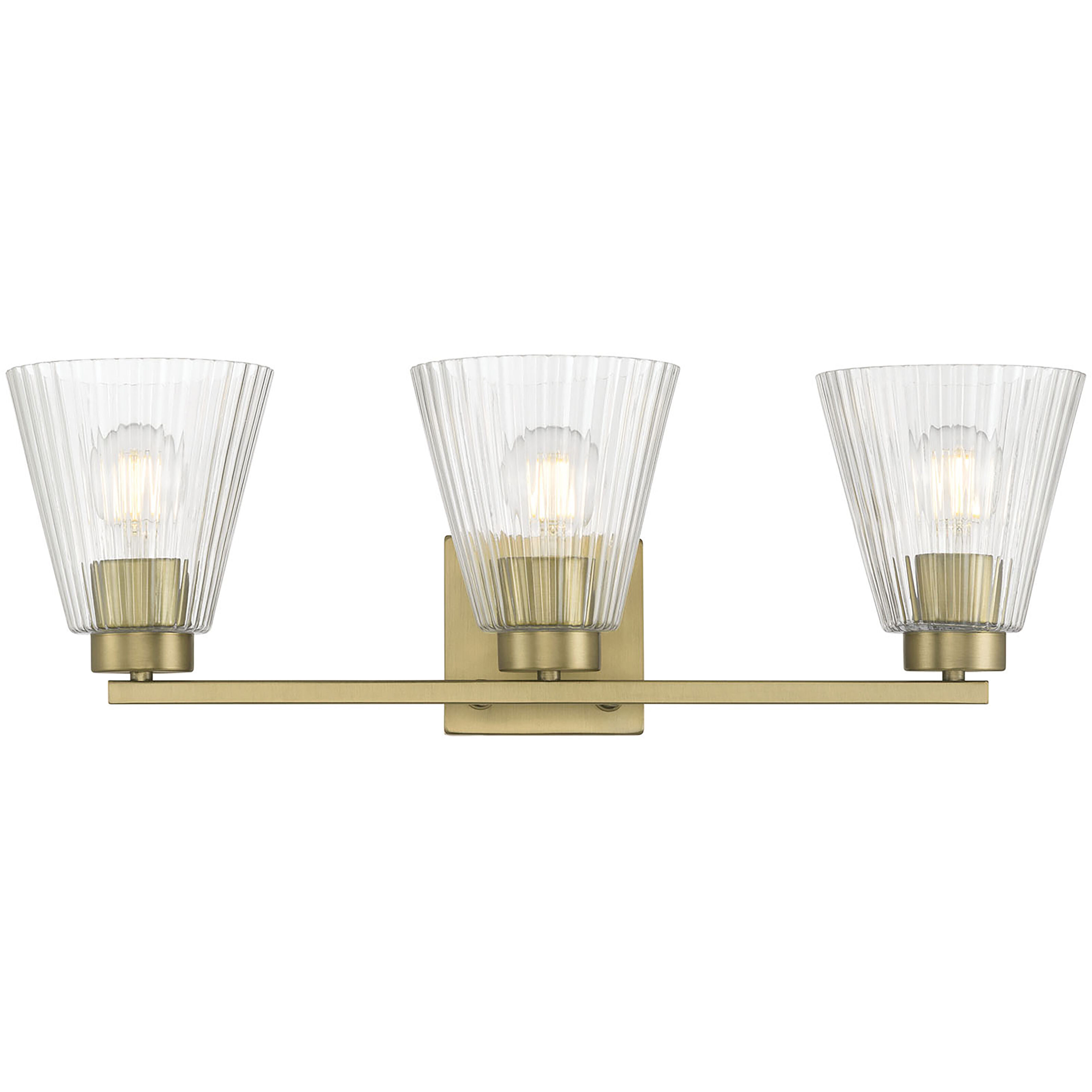 Riville 3 Light 22.75 inch Vintage Brass Bathroom Vanity Light Wall Light