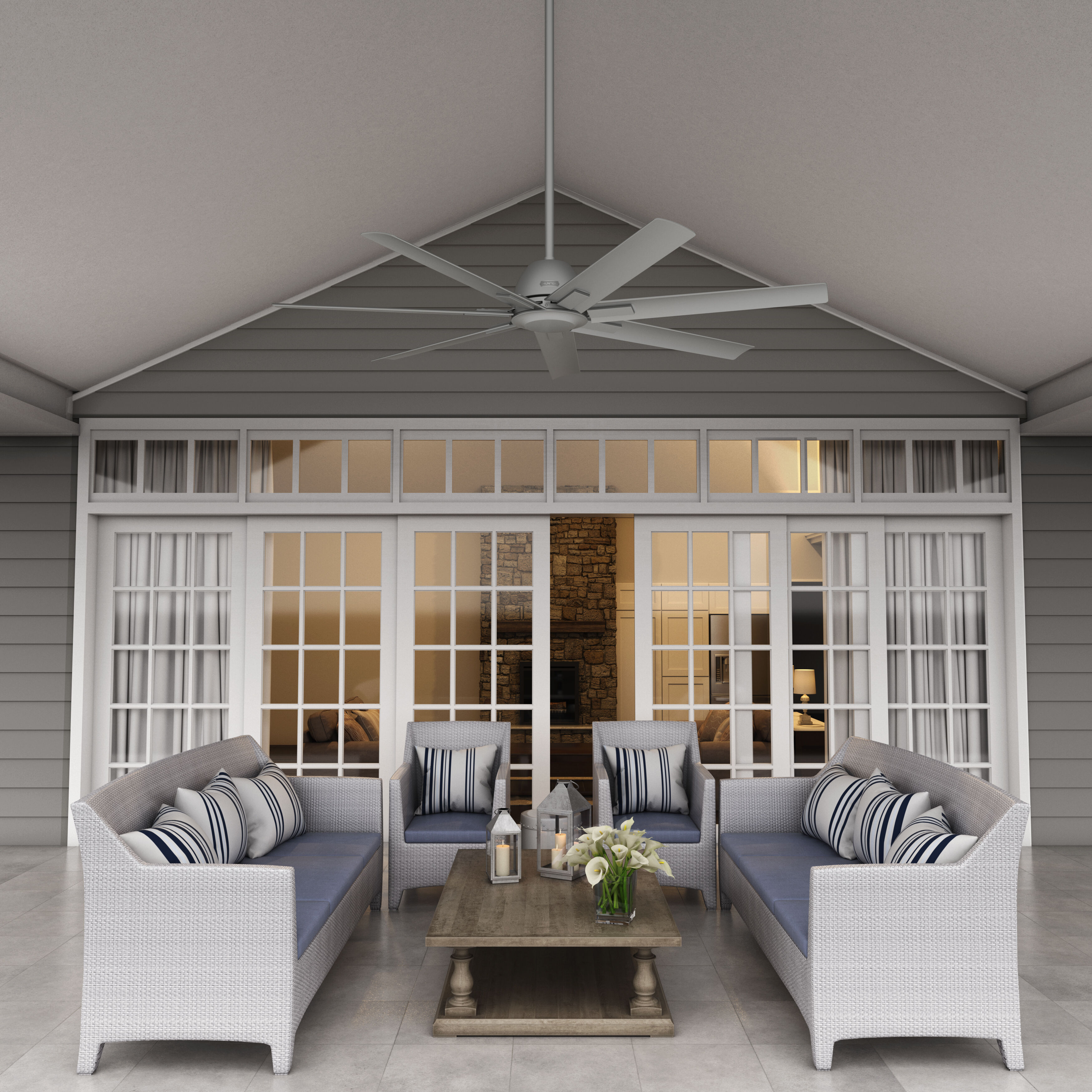 Downtown 60 inch Matte Silver Outdoor Ceiling Fan