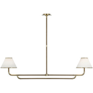 Marie Flanigan Rigby LED 54.25 inch Soft Brass and Natural Oak Linear Chandelier Ceiling Light, Large