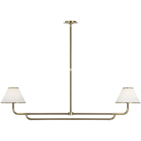 Marie Flanigan Rigby LED 54.25 inch Soft Brass and Natural Oak Linear Chandelier Ceiling Light, Large