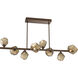 Gem LED Flat Bronze Linear Multi-Pendant Ceiling Light in 3000K LED, Twisted Branch