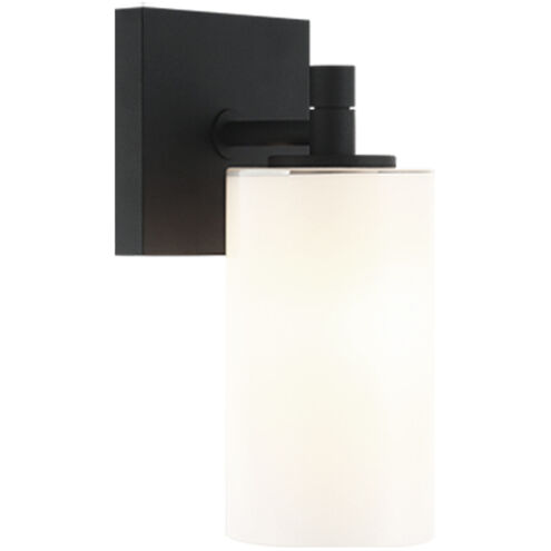 Candela Wall Sconce Wall Light in Matte Black and Opal Glass