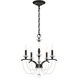 Priscilla 5 Light Black Chandelier Ceiling Light in Black Matte, White Pearl, Adjustable Height