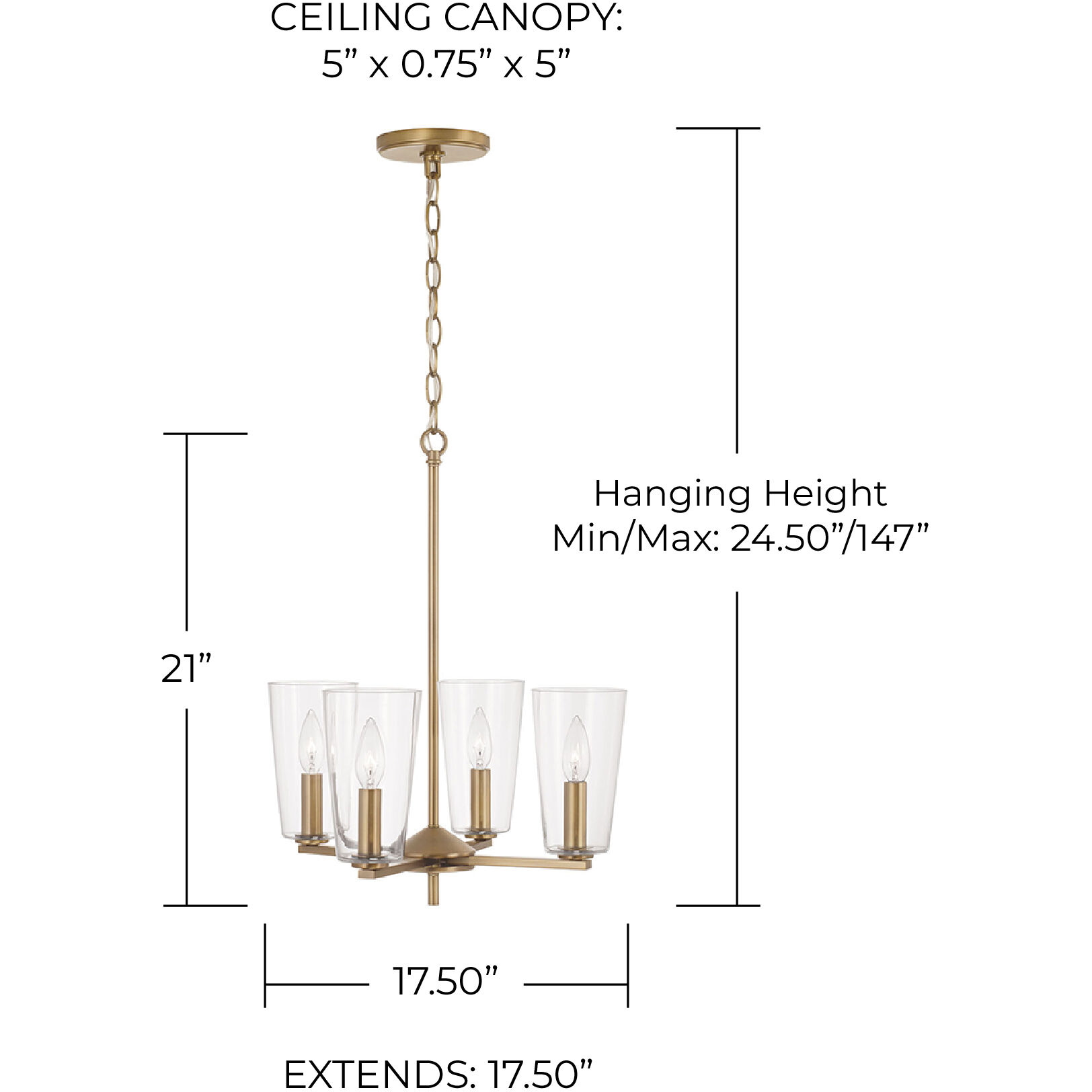 Portman 4 Light 17.5 inch Aged Brass Pendant Ceiling Light