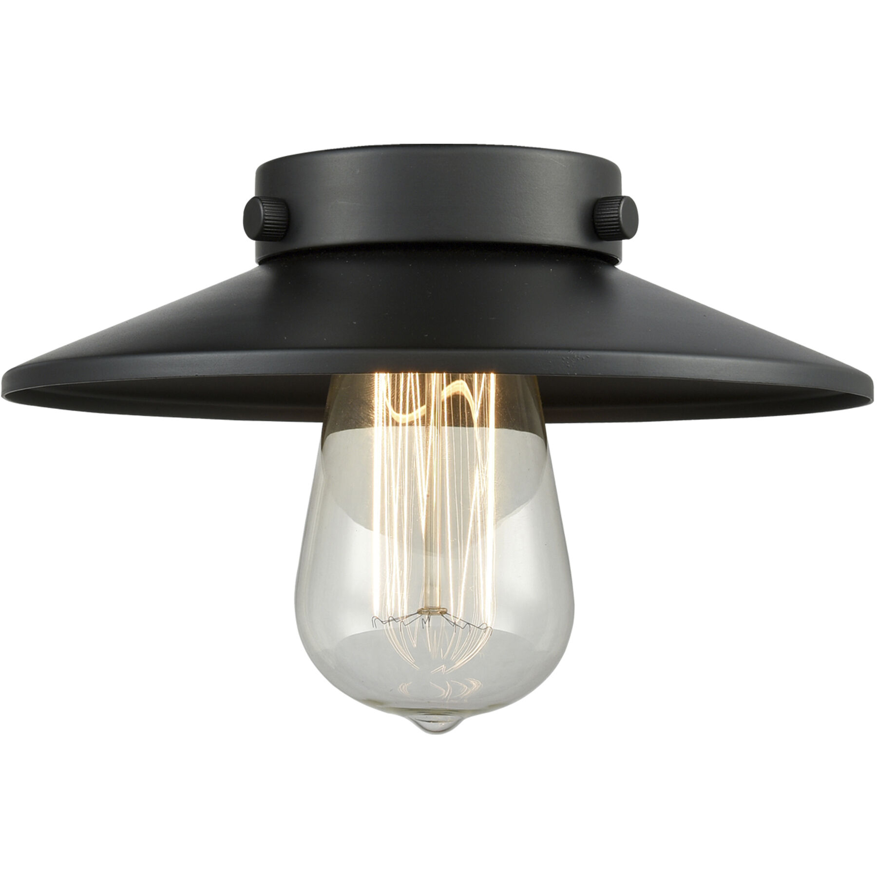 Nouveau 2 Railroad 1 Light 8 inch Brushed Satin Nickel Mini Pendant Ceiling Light in Incandescent, Matte Black