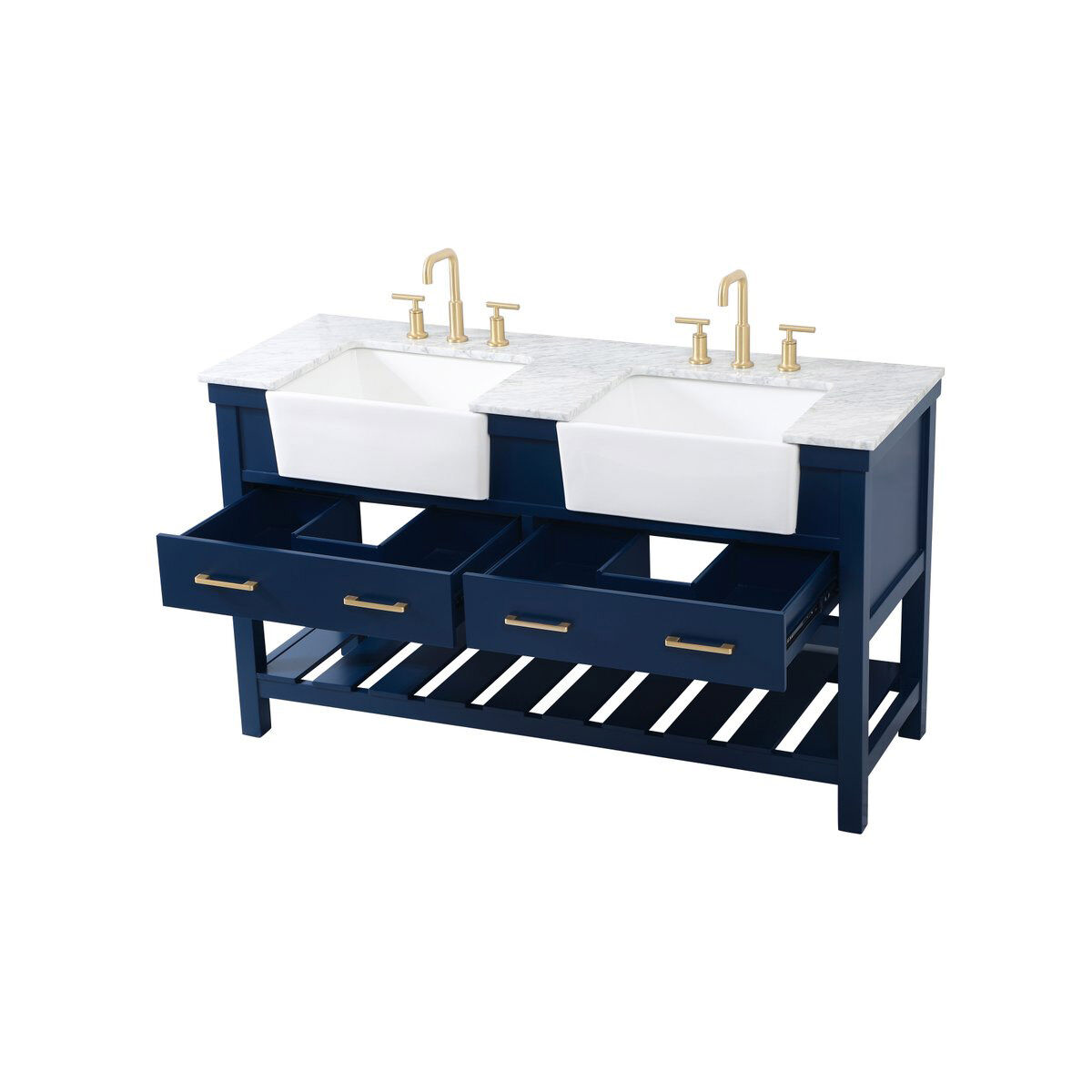 Clement 60 X 22 X 34.13 inch Blue Bathroom Vanity Cabinet