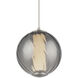 Swirly LED 5.9 inch Smoke Glass and Brushed Nickel Mini-Pendant Ceiling Light in 2700K