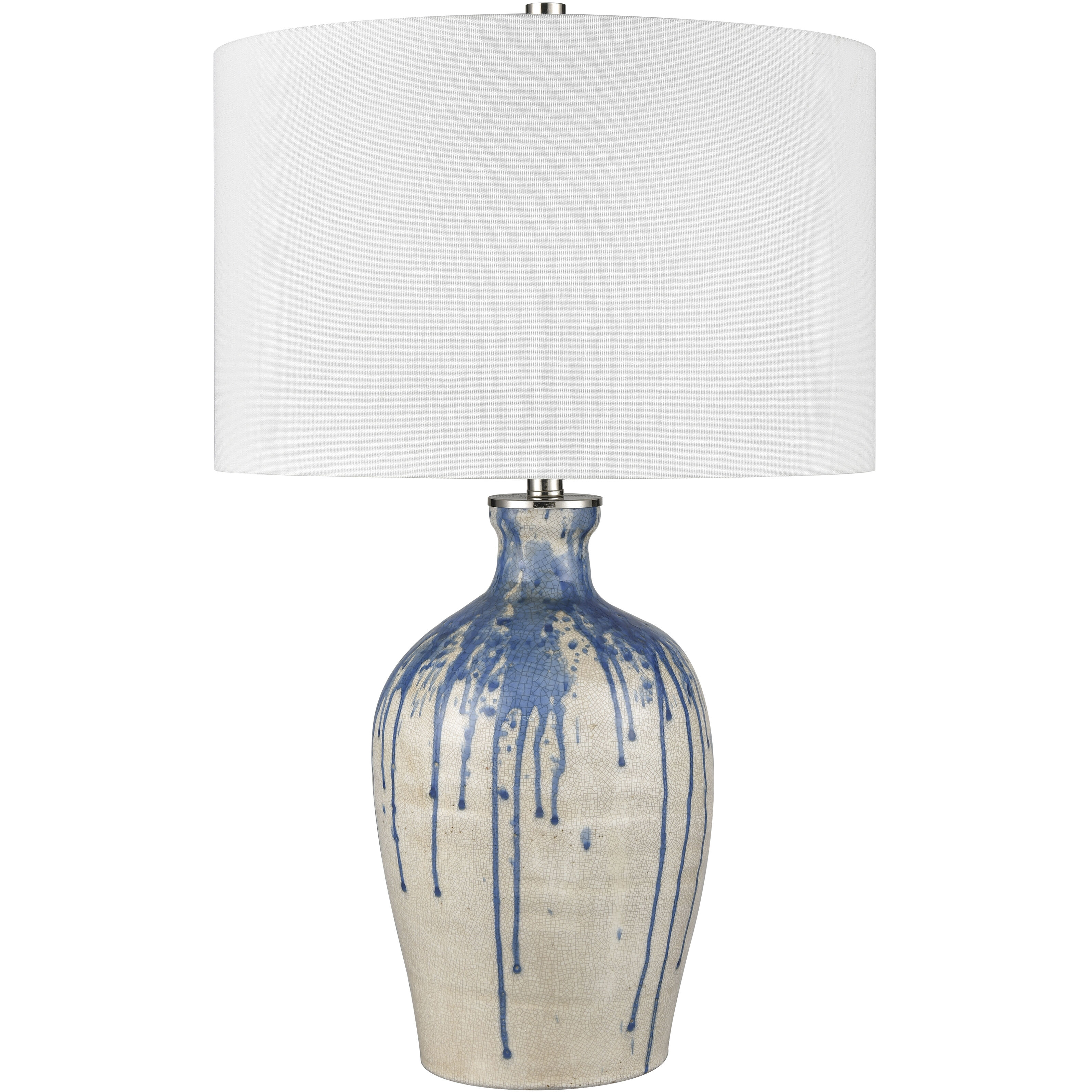 Winship 26 inch 150.00 watt White Crackle with Blue Table Lamp Portable Light