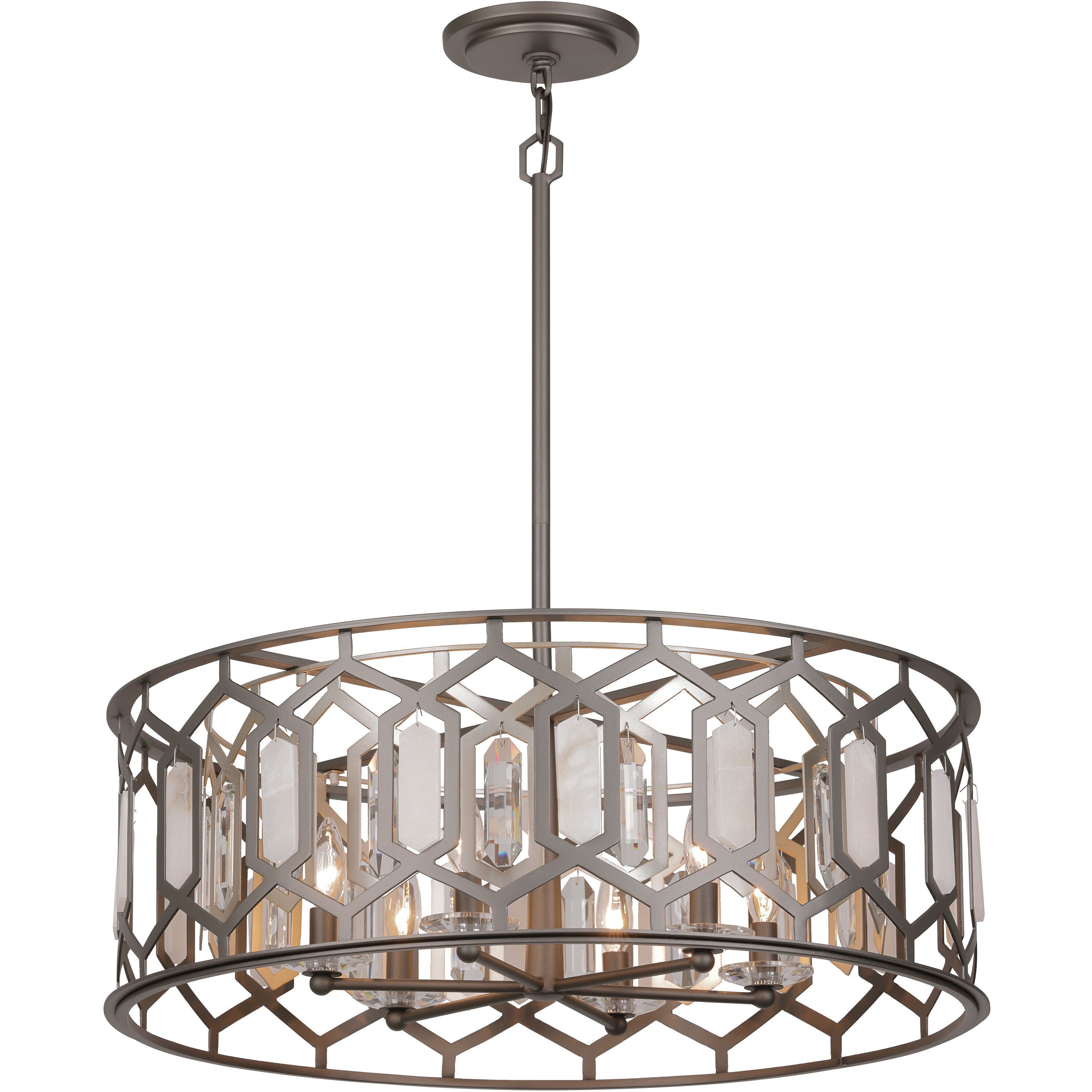 Hexly 6 Light 28 inch Bronze and Sultry Silver Pendant Ceiling Light