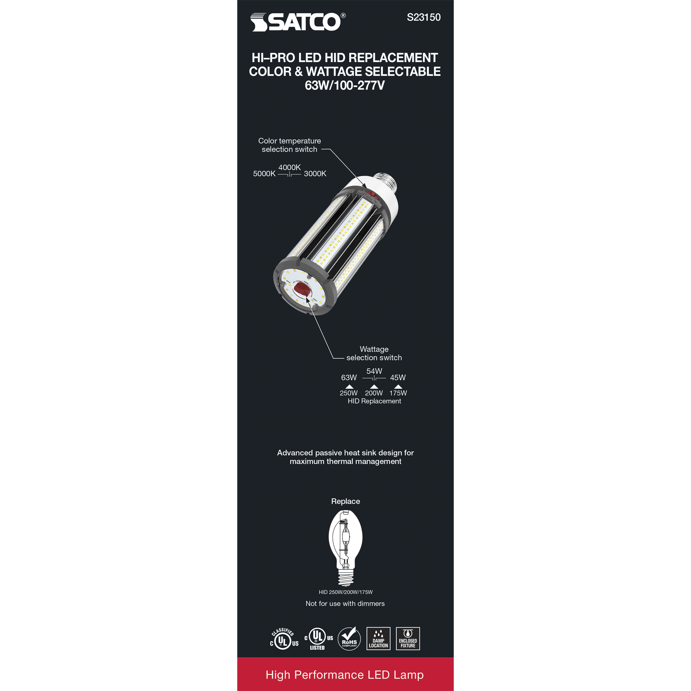 Hi-Pro LED LED 63.00 watt 3000K HID Replacements