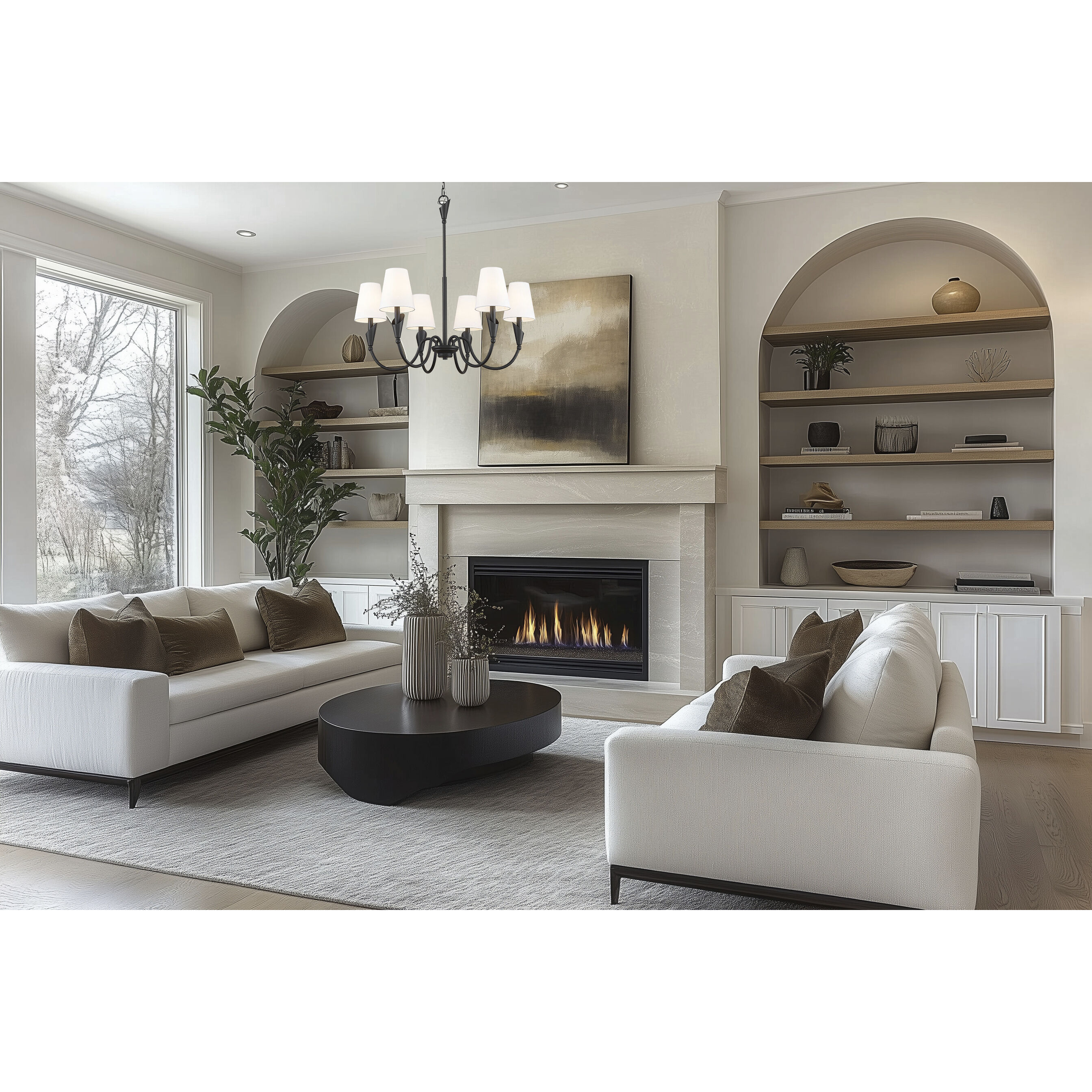 Claudelle 6 Light 32 inch Matte Black Chandelier Ceiling Light