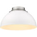 Zoey 3 Light 14 inch Pewter Flush Mount Ceiling Light in Matte White