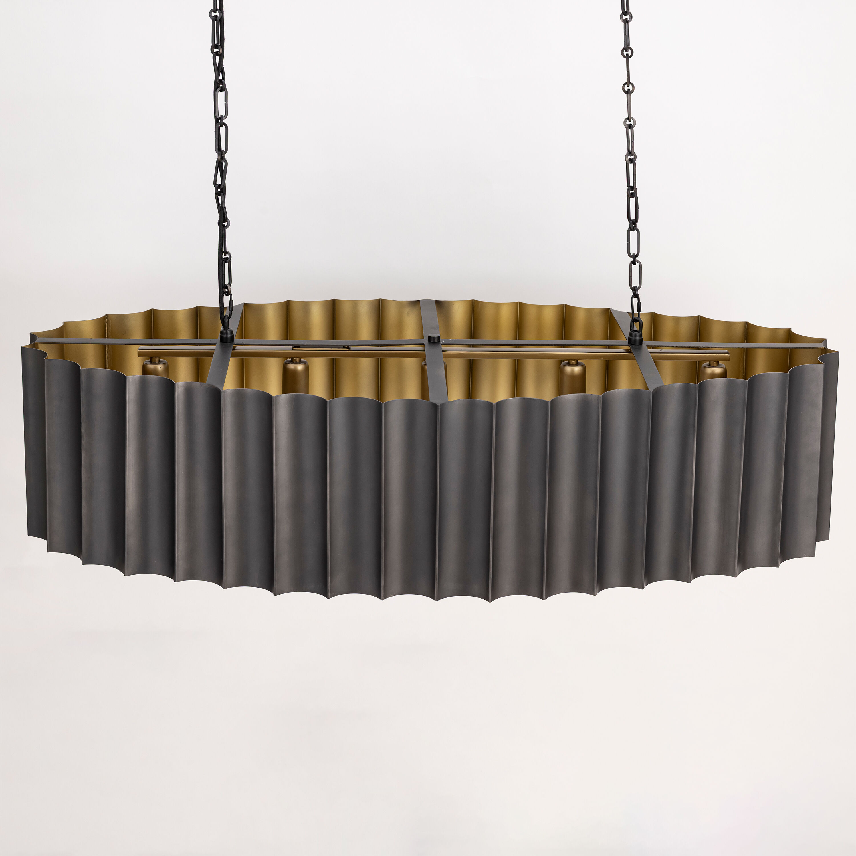 Allegra Linear Pendant Ceiling Light in Gunmetal and Gold