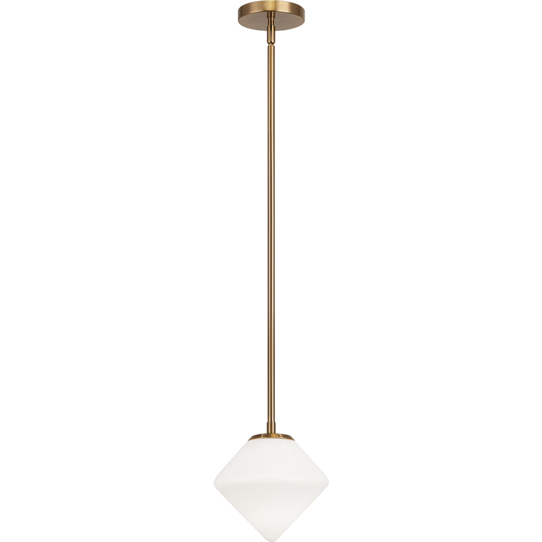 Novo 1 Light 7.88 inch Aged Gold Brass Chandelier Ceiling Light in Aged Gold Brass and Opal Glass