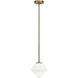 Novo 1 Light 7.88 inch Aged Gold Brass Chandelier Ceiling Light in Aged Gold Brass and Opal Glass