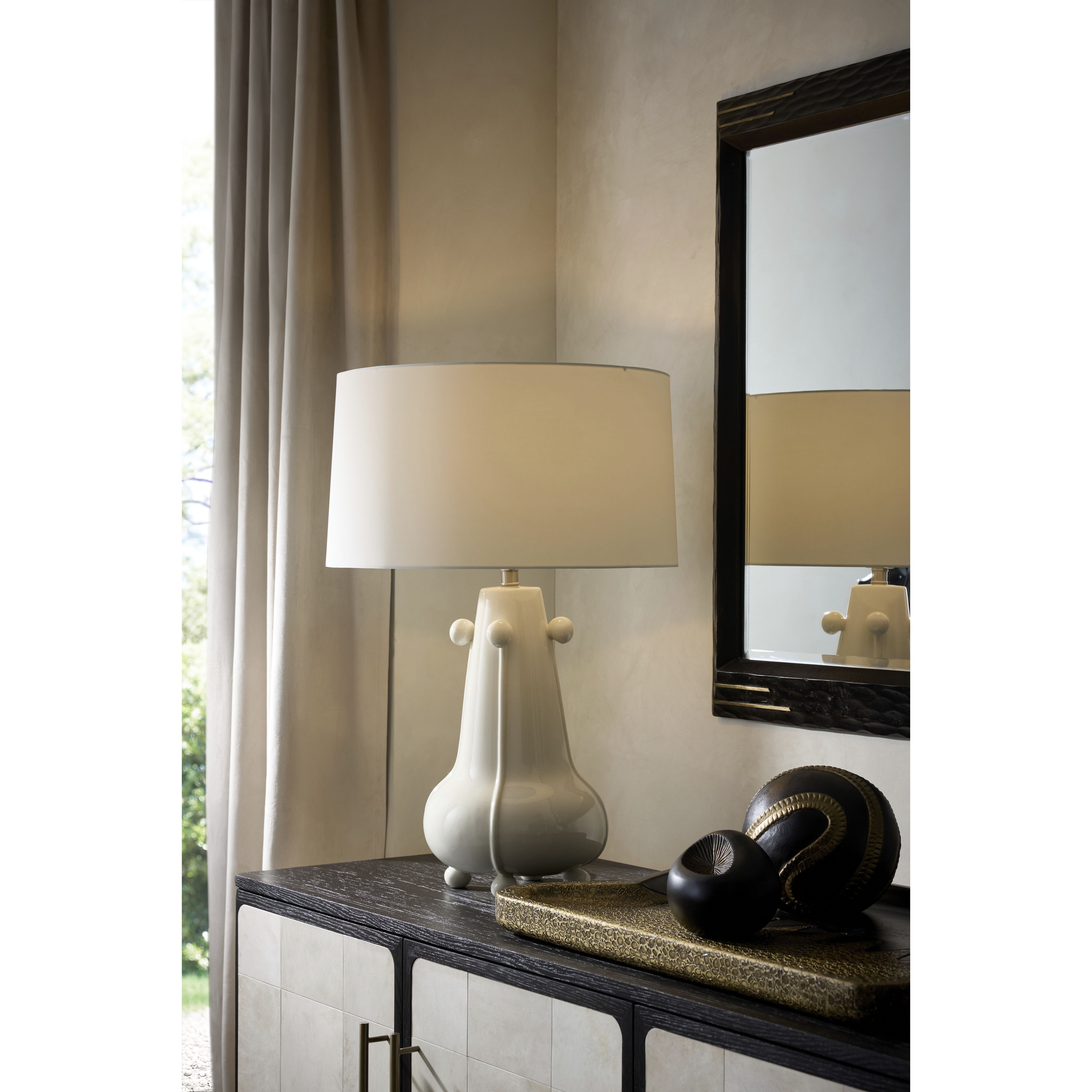 Miriam 30.5 inch 150.00 watt Ivory Crackle and Polished Nickel Table Lamp Portable Light