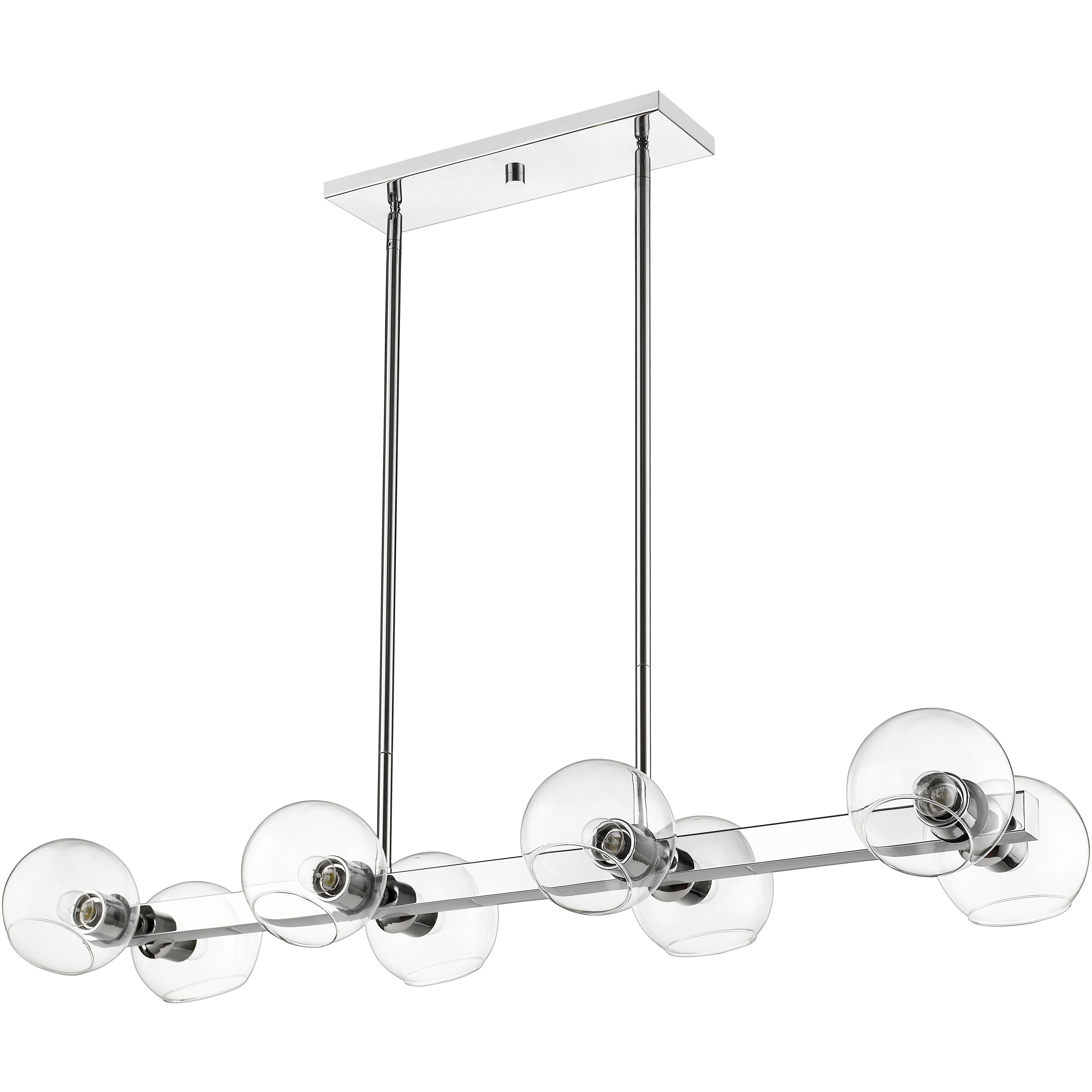 Marquee 8 Light 44 inch Chrome Linear Chandelier Ceiling Light