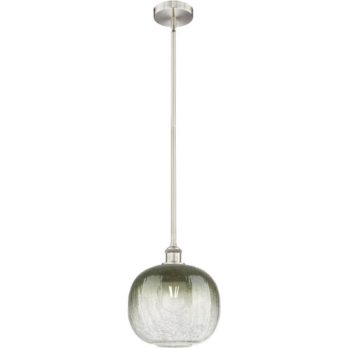 Edison Brookhaven Sphere 1 Light 10.5 inch Brushed Satin Nickel Mini Pendant Ceiling Light in Slate Glass