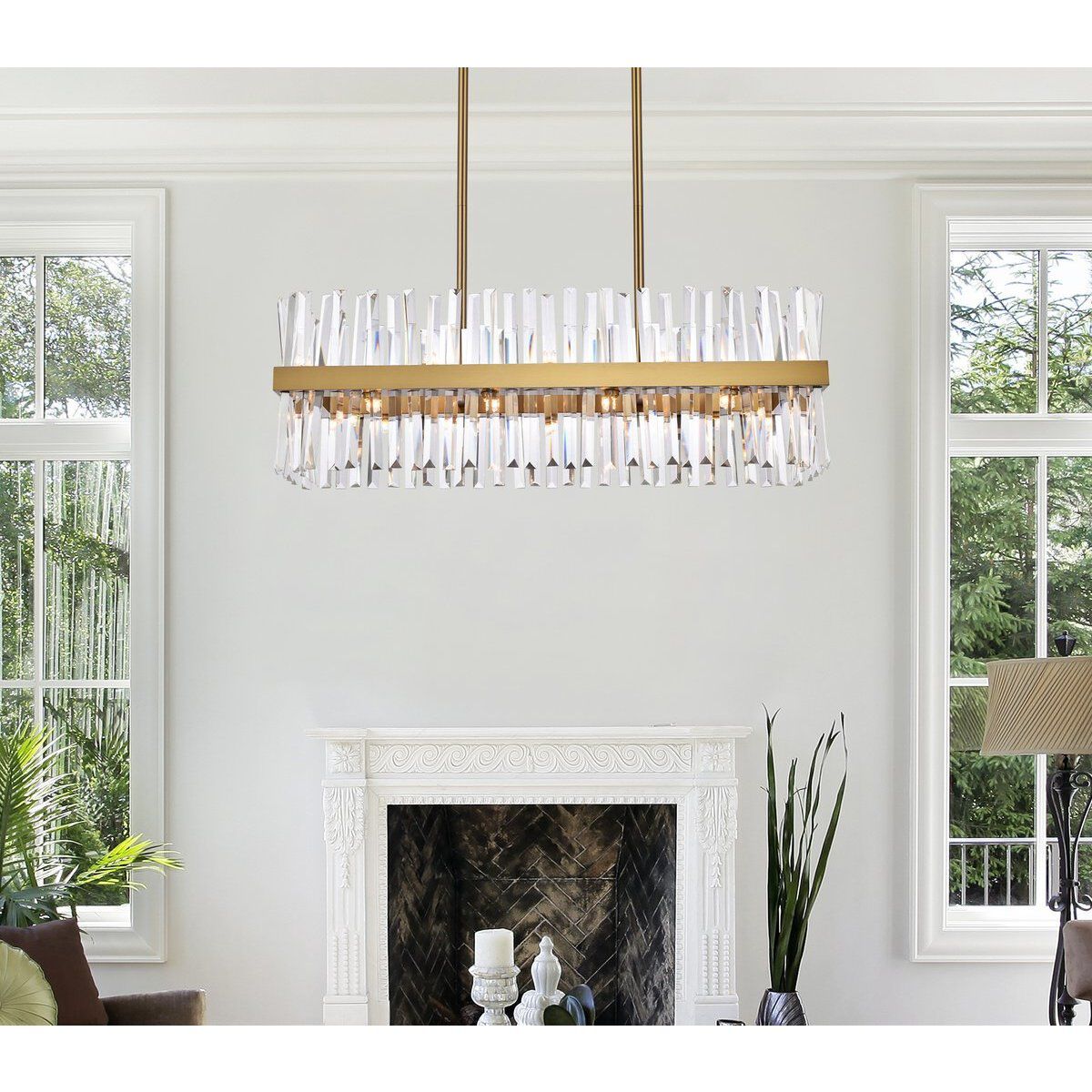 Serephina 20 Light 36 inch Satin Gold Linear Chandelier Ceiling Light