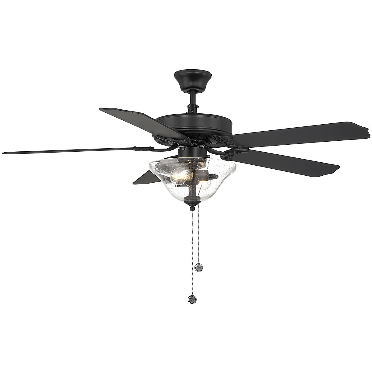 Traditional 52 inch Matte Black with Walnut and Black Blades Ceiling Fan