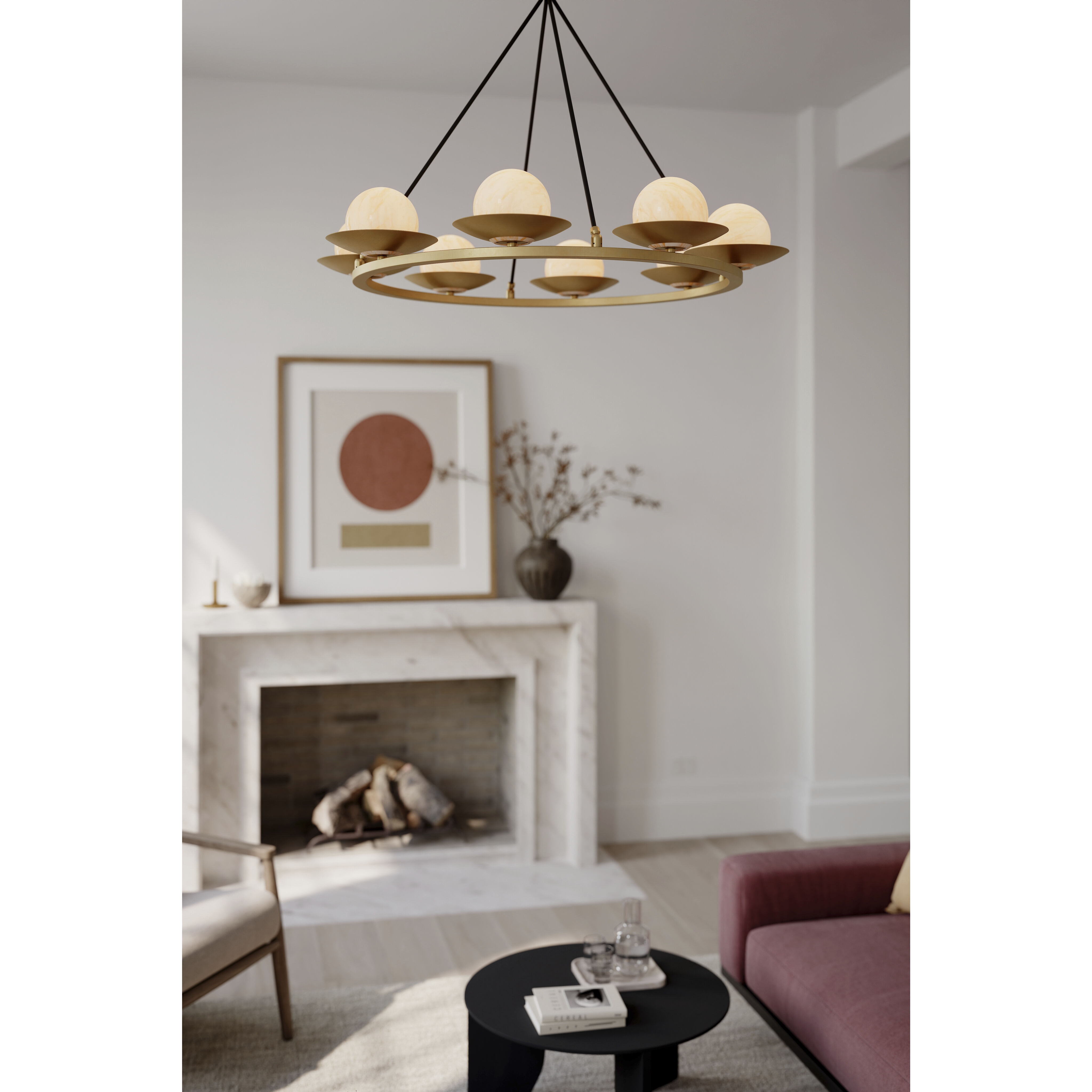 Olenne 8 Light 42 inch Legacy Brass and Dark Matte Black Pendant Ceiling Light