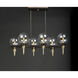 Bauhaus 6 Light 32 inch Bronze/Satin Brass Linear Pendant Ceiling Light