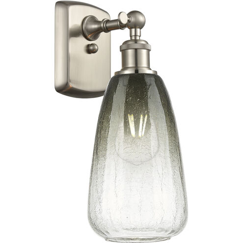 Ballston Brookhaven Almond Armed Sconce Wall Light in Brushed Satin Nickel, Slate Glass