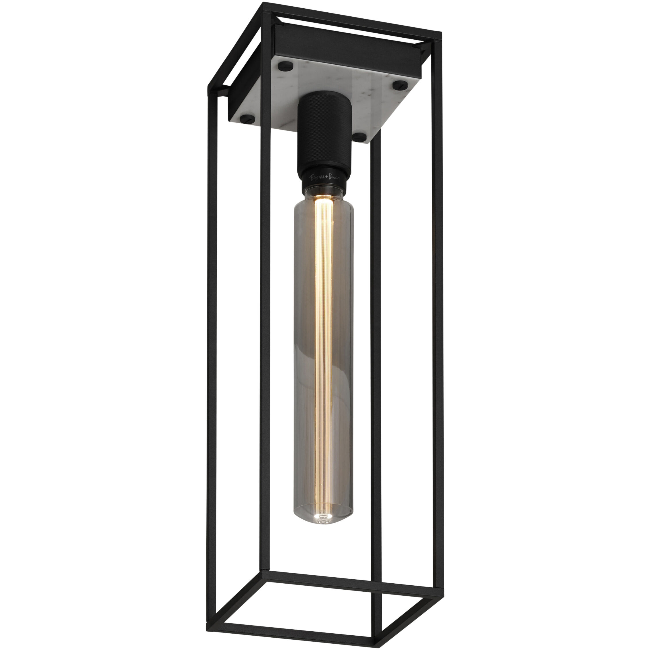 Caged 1 Light 6.69 inch White Marble Semi-Flush Mount Ceiling Light