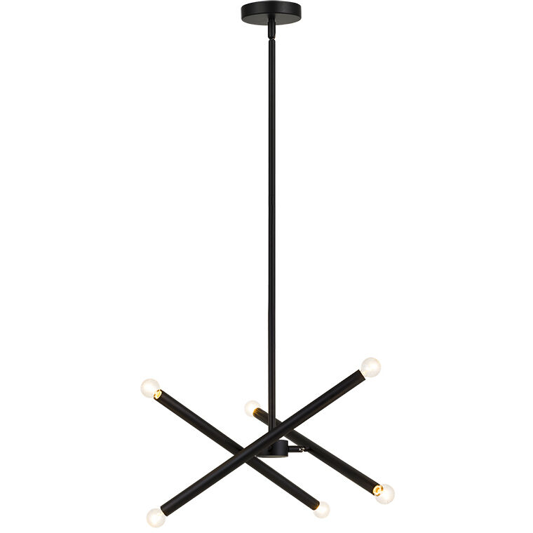 Matchstix 6 Light 27.88 inch Black Pendant Ceiling Light in Black and Clear