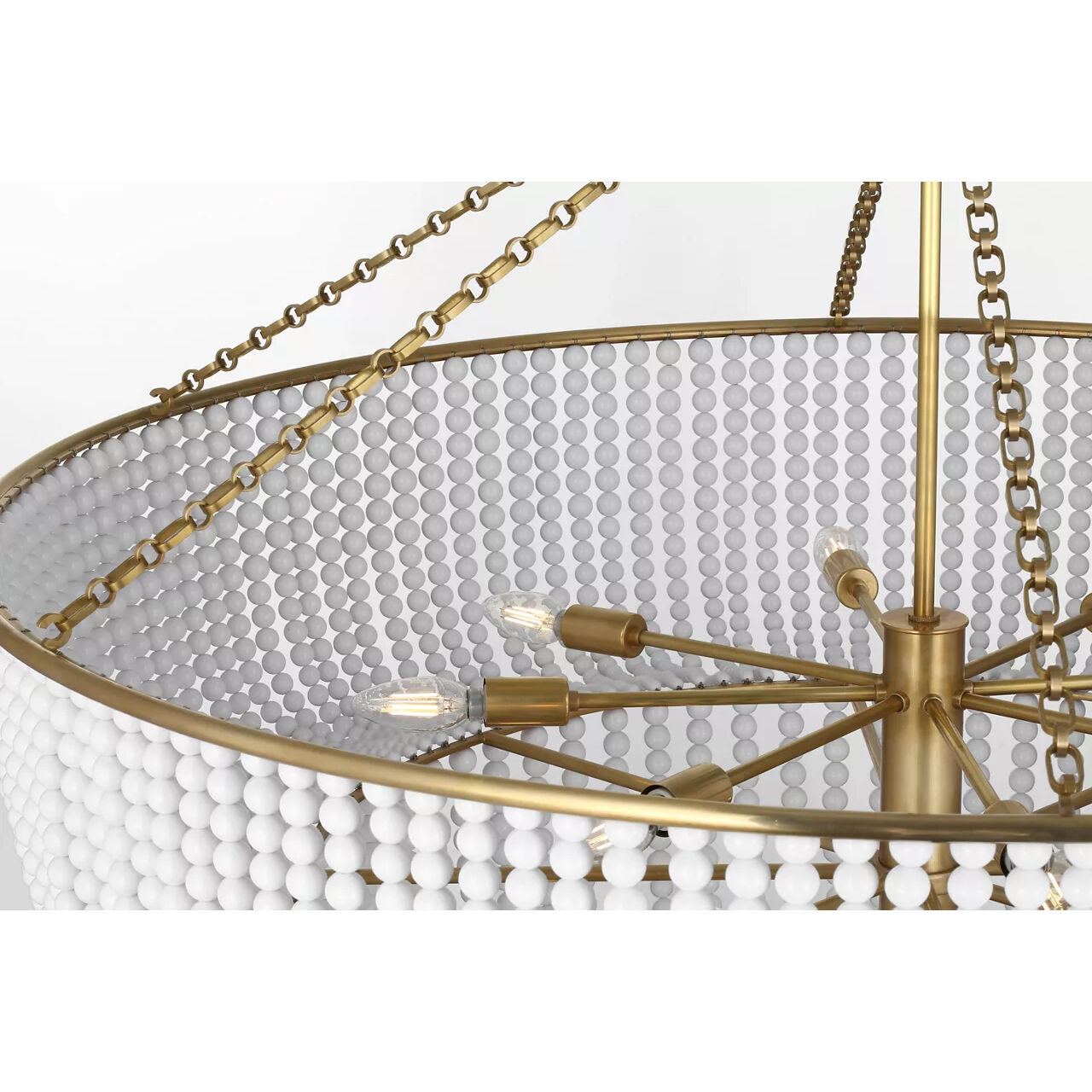 AERIN Jacqueline LED 45.5 inch Hand-Rubbed Antique Brass Basket Chandelier Ceiling Light in White Acrylic