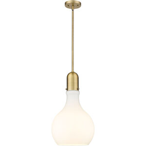 Amherst LED 12 inch Brushed Brass Mini Pendant Ceiling Light in Matte White Glass