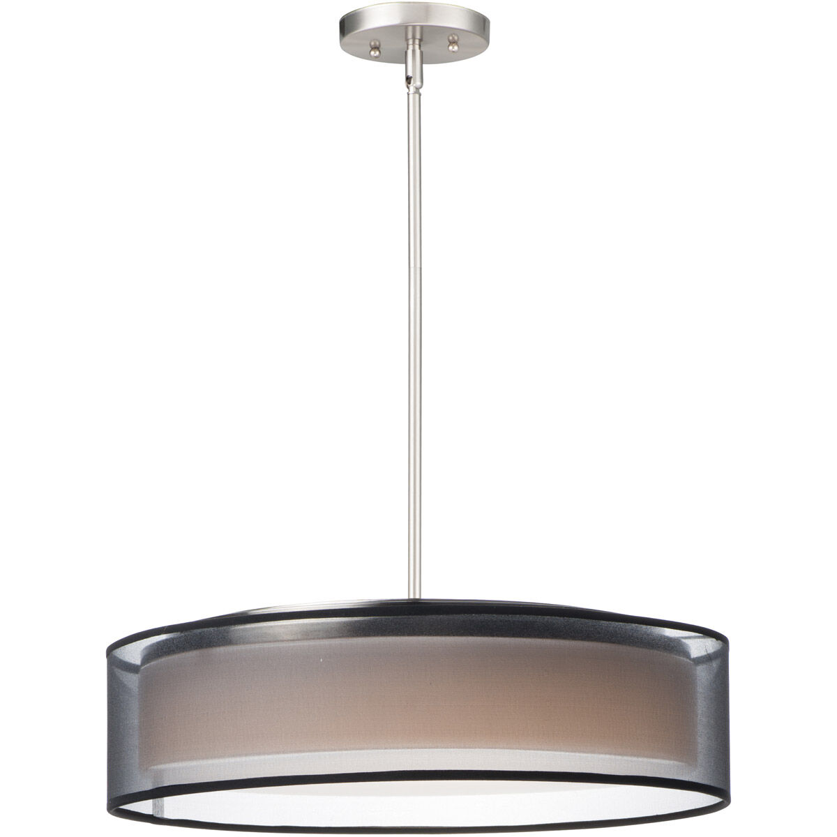 Prime LED 20 inch Satin Nickel Single Pendant Ceiling Light in Black Organza