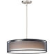 Prime LED 20 inch Satin Nickel Single Pendant Ceiling Light in Black Organza